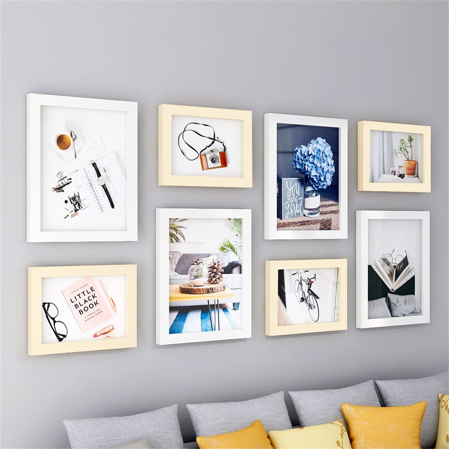 Amazon.co.jp: フォトフレームセット8、壁に取り付けられた額縁、複数