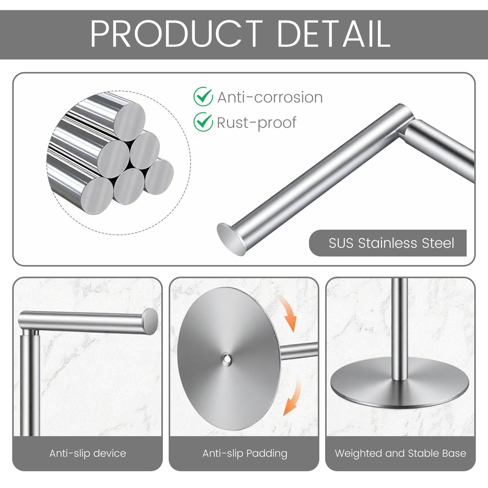 Muorruo Toilet Paper Holder Stand, freestanding toilet paper dispenser with reserve - Image 4