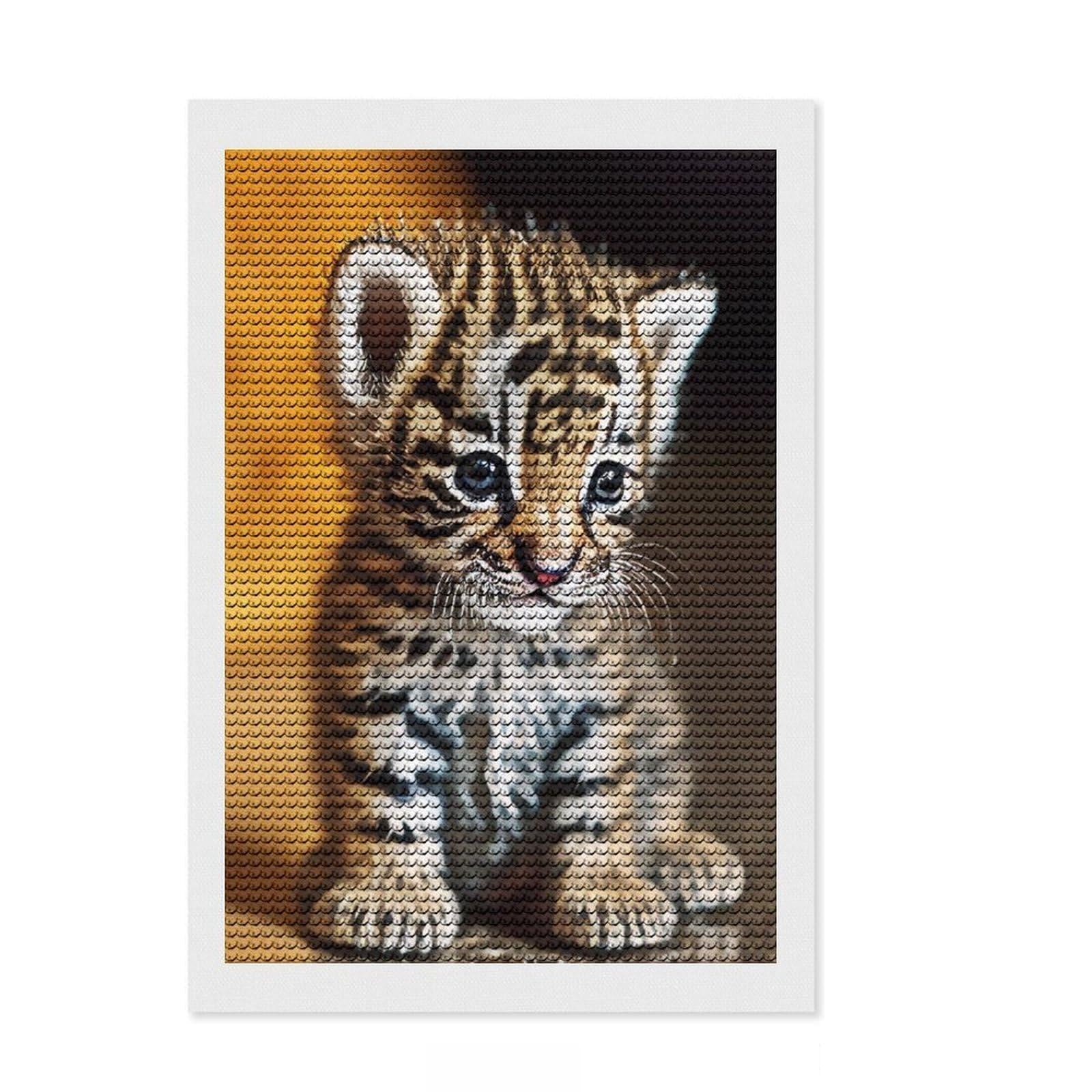 Junmoney Cute Tiger Diamond Painting Kit 8"x12", Bedroom Decor, Round Gems, Full Kit Included, Relaxing Handmade Project