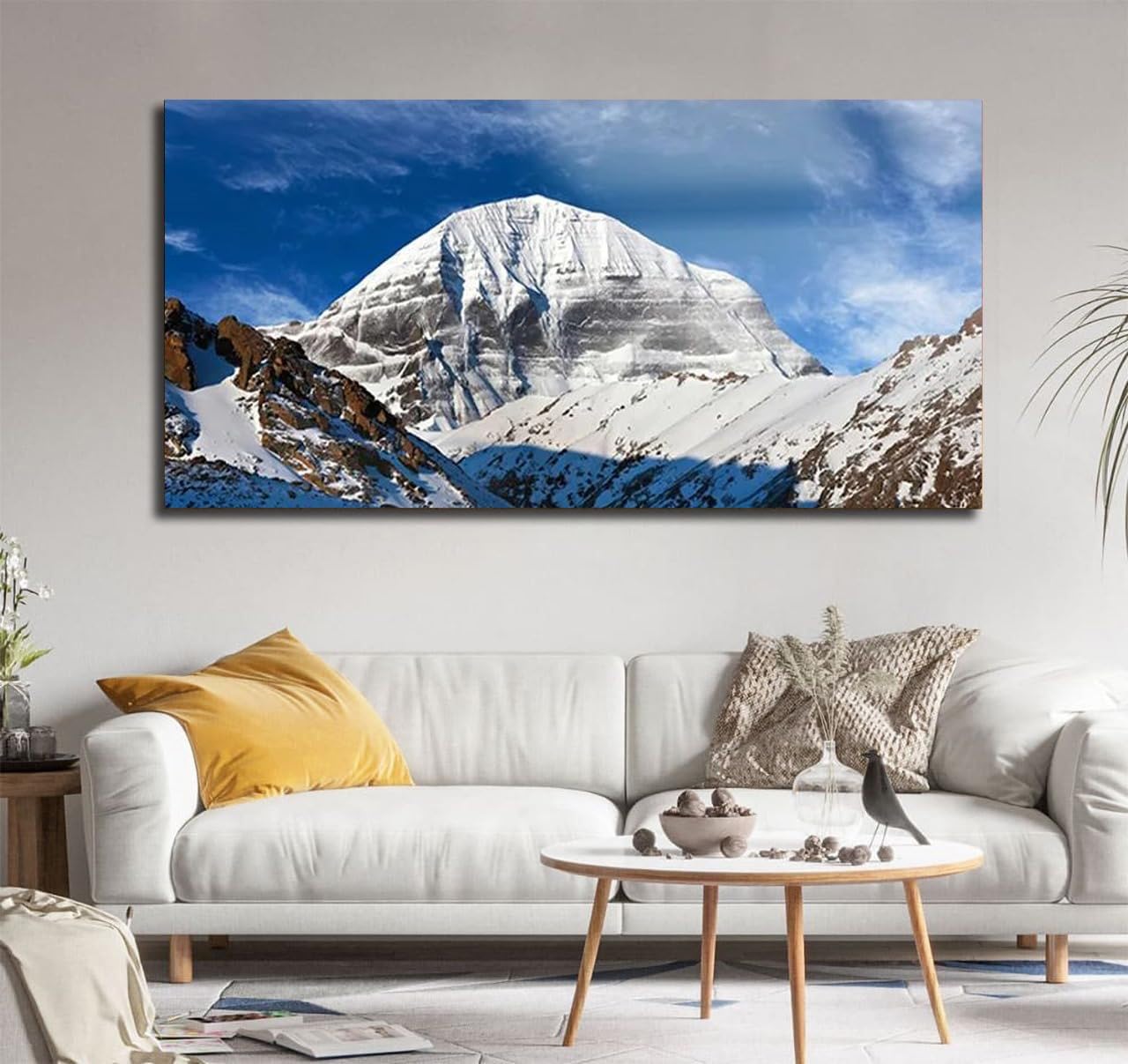 AADEE CRAFT Mount Kailash Parvat Mountains Canvas Wall Painting With Wooden Frame For Living Room | Bedroom | Home | Office | Hotel | Gift Large Big (48x24 Inches)-image-18