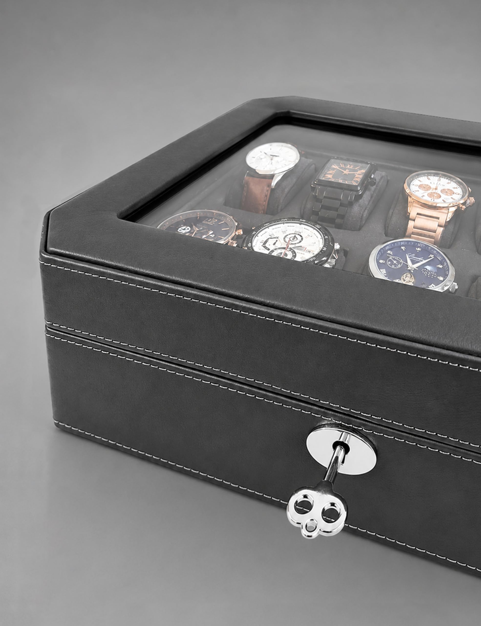 KAMIER Étuis de montre pour homme (10, gris)