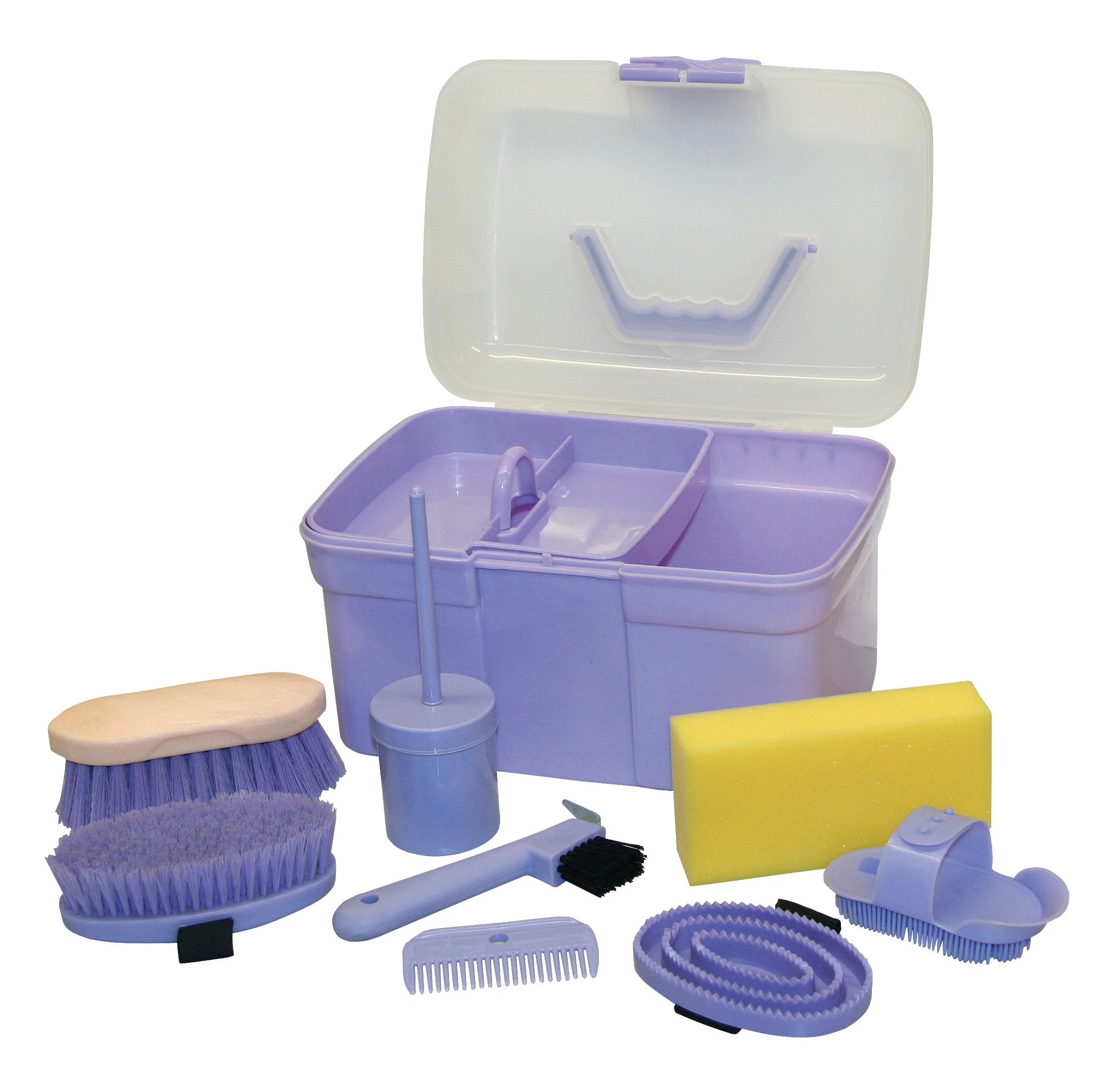 Kerbl Caja de aseo rellena para niños, violeta (kit de cuidado para caballos) 321765, 8 piezas (paquete de 1), polipropileno