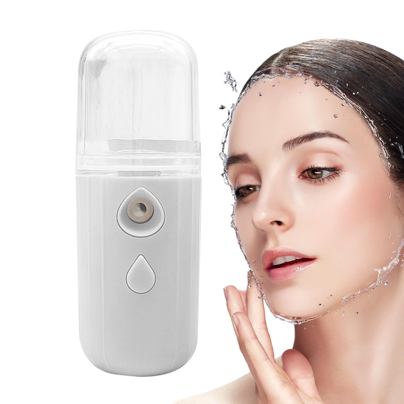 Face Mister – 30 ml Visual Water Tank Gesichtssprüher Feuchtigkeitsspendende Zerstäubung Nano Mister | Handlicher Cool Mist Gesichtsdampfer, tragbarer USB-wiederaufladbarer Mister für Make-up-Wimpern