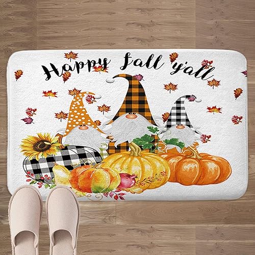 Miniatura 9 de MERCHR Tapete de baño de otoño, diseño de girasol, calabaza, gnomo, Acción de Gracias, hojas de árbol de arce, decoración del hogar, 17 x 29 pulgadas