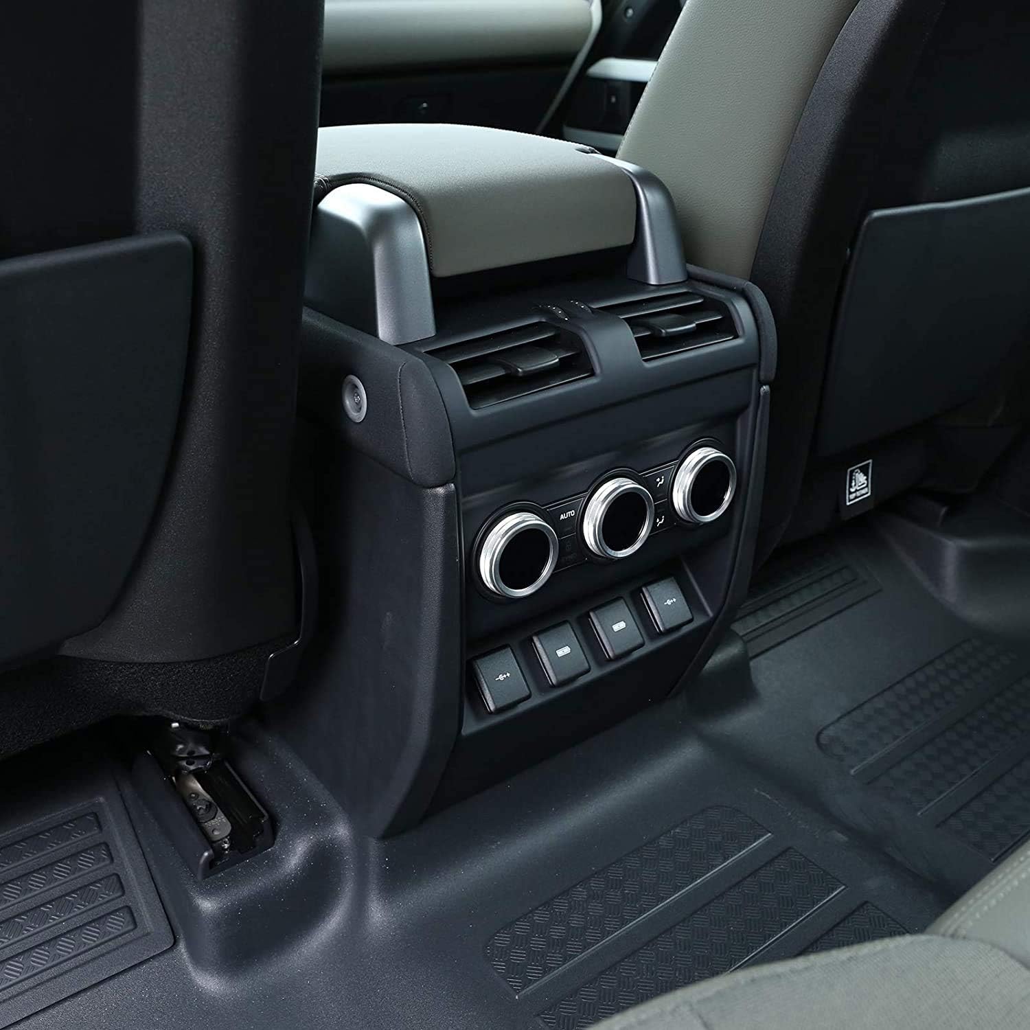 SHIFENG For Land Rover Defender 90 110 2020 2021 Aluminum alloy Car Rear Row Air Conditioning Control Adjustment Knobs Rings Accessories(silver)