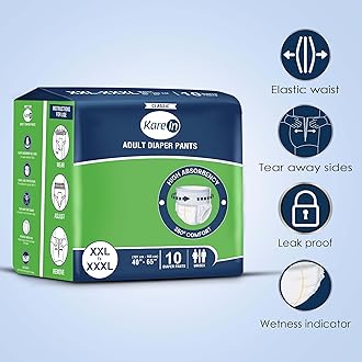 KareIn Classic Adult Diaper Pants, XXL-XXXL, 101-165 Cm (40"- 65"), Unisex, Leakproof, Elastic Waist, Wetness Indicator, 60 Count