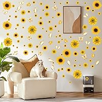 Vista 5 de AOWDIAO Adhesivos de pared de girasol para despegar y pegar, decoraciones de girasol para dormitorio, cocina, baño, sala de estar