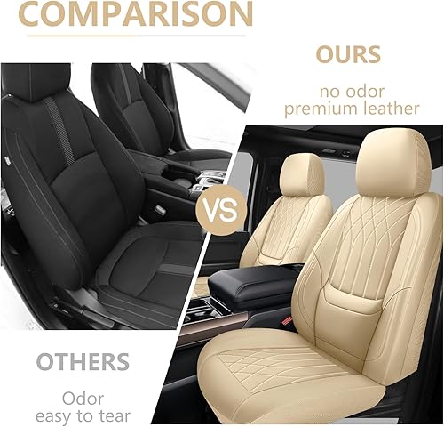 Miniatura 5 de GEEYONTEK Juego completo de fundas de asiento de automóvil, cojín universal de lino para vehículos delanteros y traseros de automóvil, protectores