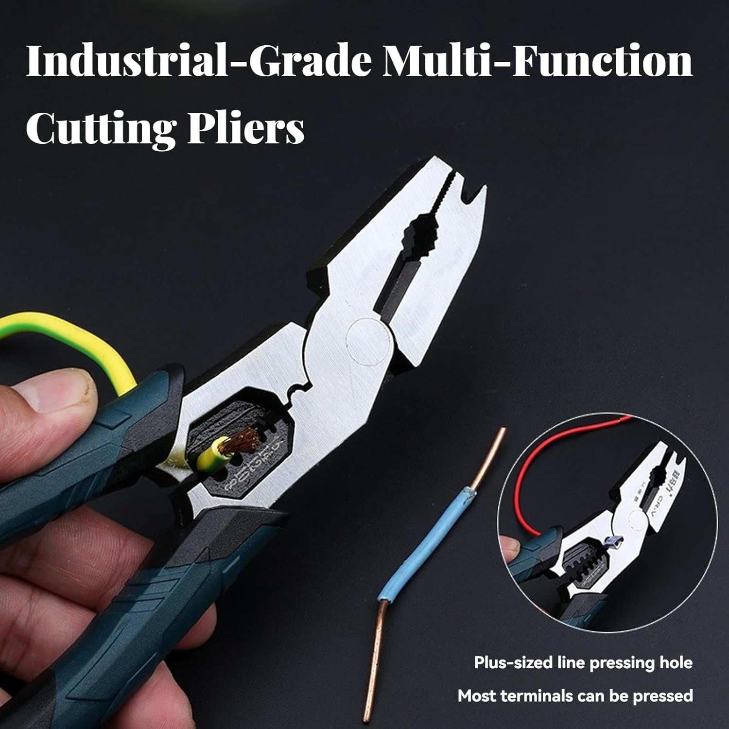 Industrial-Grade Multi-function Cutting Pliers, 9-in-1 Multi-functional Plier Nail Puller/Wire Cutter/Stripper/Crimper, High Leverage Design for DIY, Electrical, Workshop (2Sets)