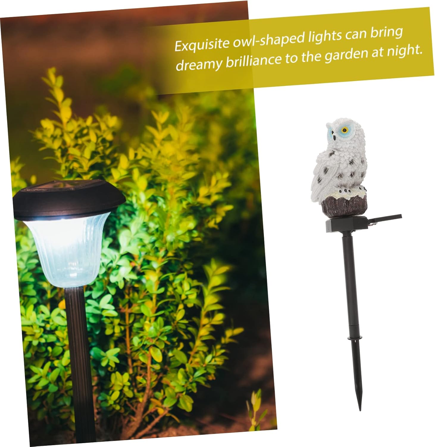 POPETPOP 2pcs Owl Solar Led Stake Lights Led Outdoor Garden Decor Auto Night Lighting Resin