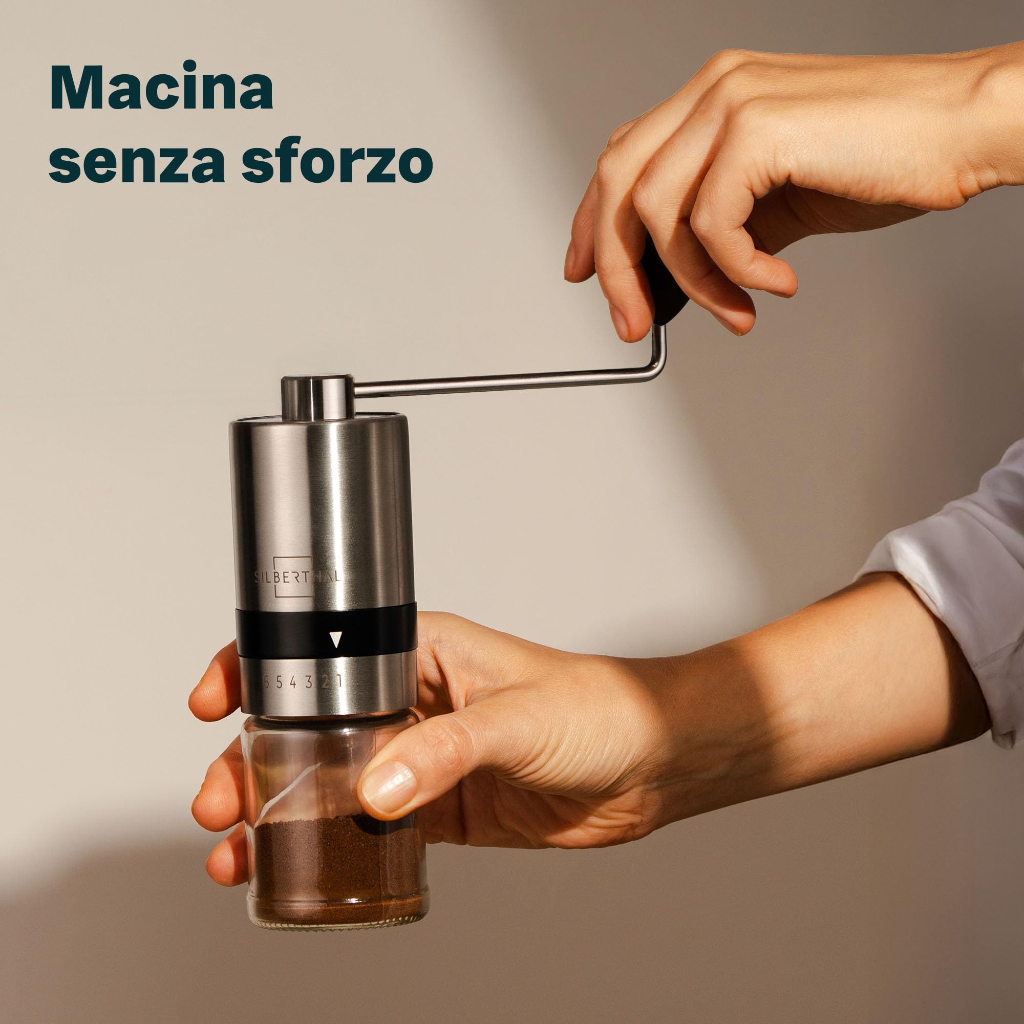 SILBERTHAL Macina caffè manuale - Professionale e regolabile - Macinino caffè a mano - Manual coffee grinder per moka