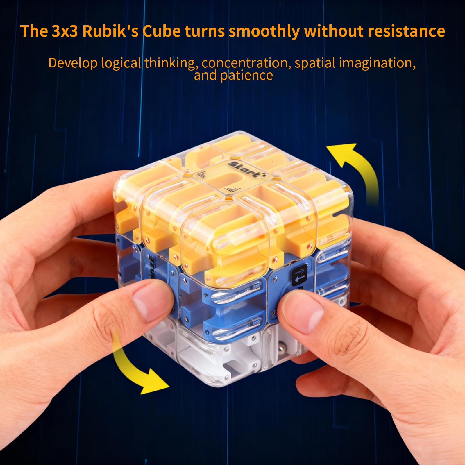 3D Labyrinth Würfel, Zauberwürfel 3D Labyrinth Puzzle Mit Rollenden Kugeln,Zauberwürfel Spielzeug Interaktives Gehirntraining,Labyrinth Würfel Maze Cube für Erwachsene und Kinder (Blau)