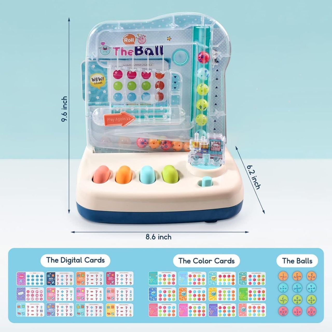 SKYBUCKET Rolling Ball Early Learning Educational toyor KidsTEM Sensory toyor 4 6 8 Years Boys Girls ith 12 Puzzle Cards Balls for Counting Maths Color Identify 4