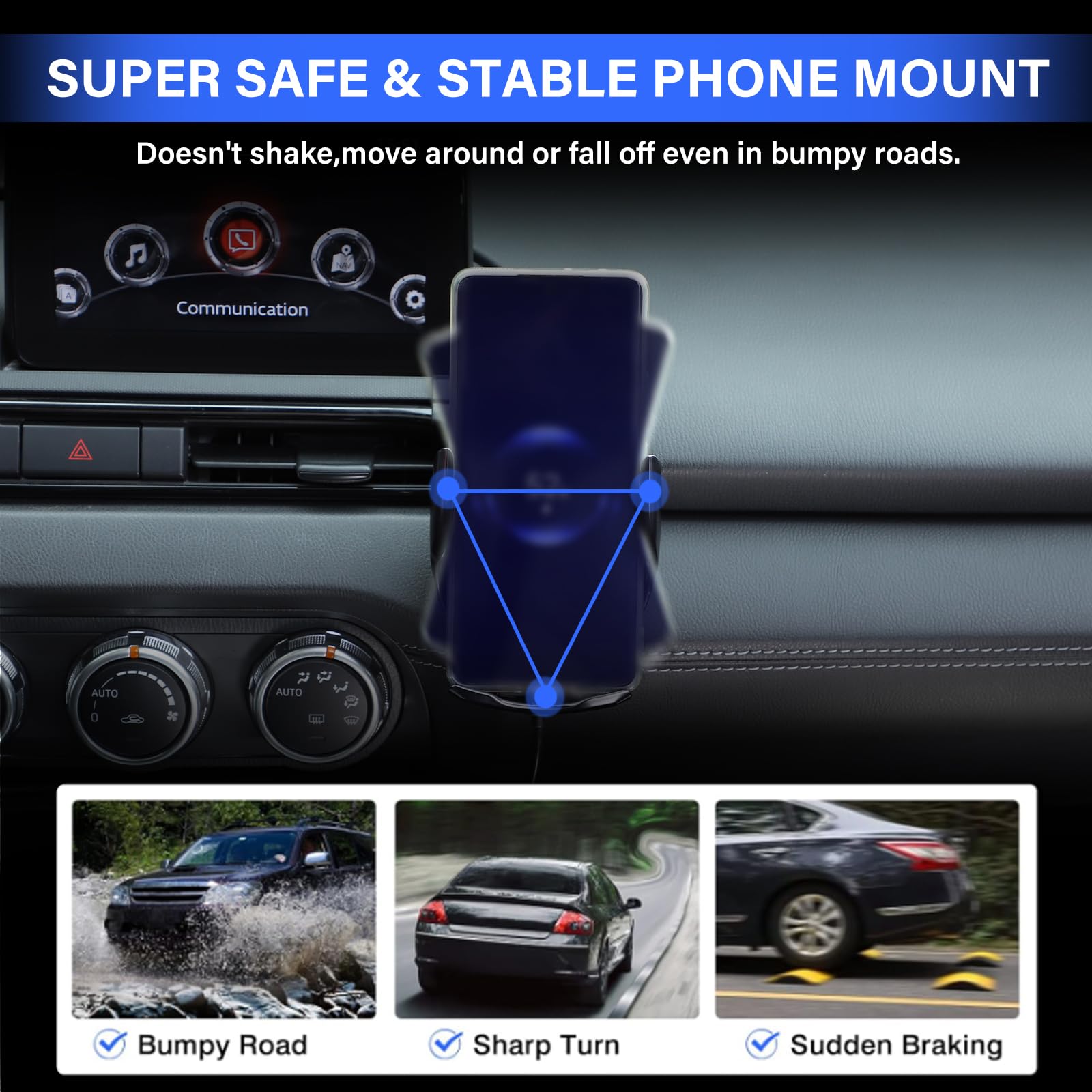 Soporte para teléfono de coche compatible con M@zda MX-5 ND 2016-2024, consola central, rejilla de ventilación, ajustable, ABS negro, accesorios de coche (estilo D)