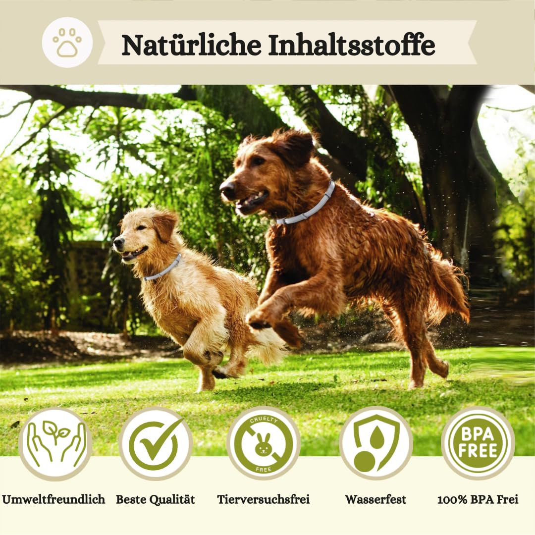 2er-Pack Zeckenhalsband für Hunde - 100% Ätherisches Öl - Wasserdicht & Verstellbar für Welpen & Hunde ab 7 Wochen - bis zu 16 Monate Schutz gegen Zecken Flöhe Mücken Läuse Sandmücken
