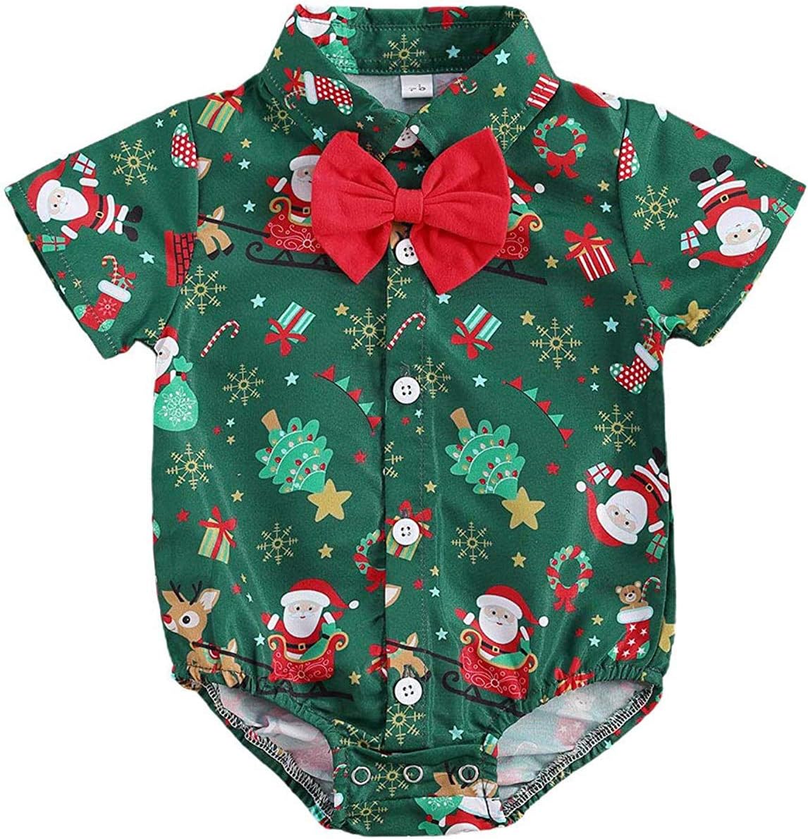 BagilaanoeInfant Baby Boys Dress Shirt Bodysuit Formal Short Sleeve Rompers One Piece Outfits Gentlemen Clothes 3-24M