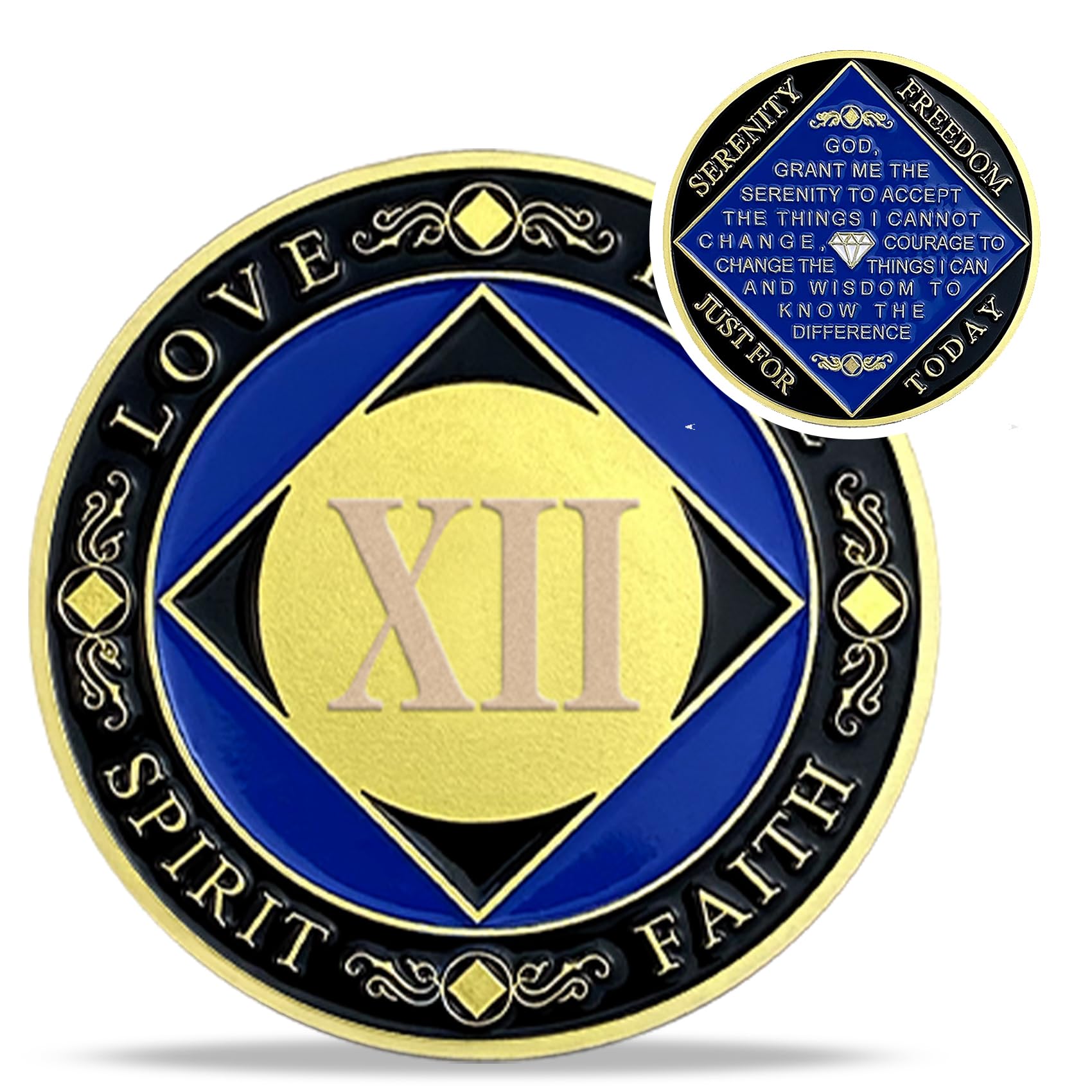 12 Year NA Medallions - Recovery Narcotics Anonymous Chips - Twelve Year Living Clean Sobriety Coin - (Years 1-30) Journey Celebrate Recovery Addicts - Narcotics Anonymous Gifts for Men Women