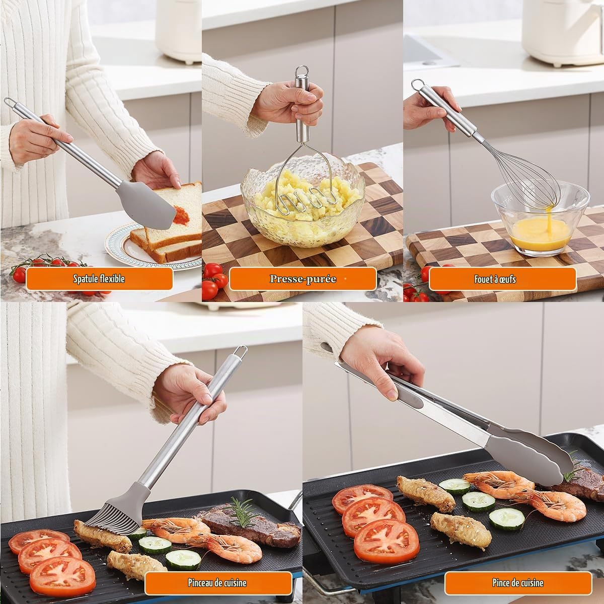 Kitchen Utensils, Kyraton 38 Piece Non-Stick Silicone Spatula Spoon with Stainless Steel Utensil Holder, Dishwasher Safe