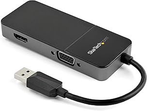 StarTech.com USB 3.0 to HDMI and VGA Adapter - 4K/1080p USB Type-A Dual Monitor Multiport Adapter Converter - External Video Graphics Card for Multiple Screens - Multi Display USB Adapter (USB32HDVGA)