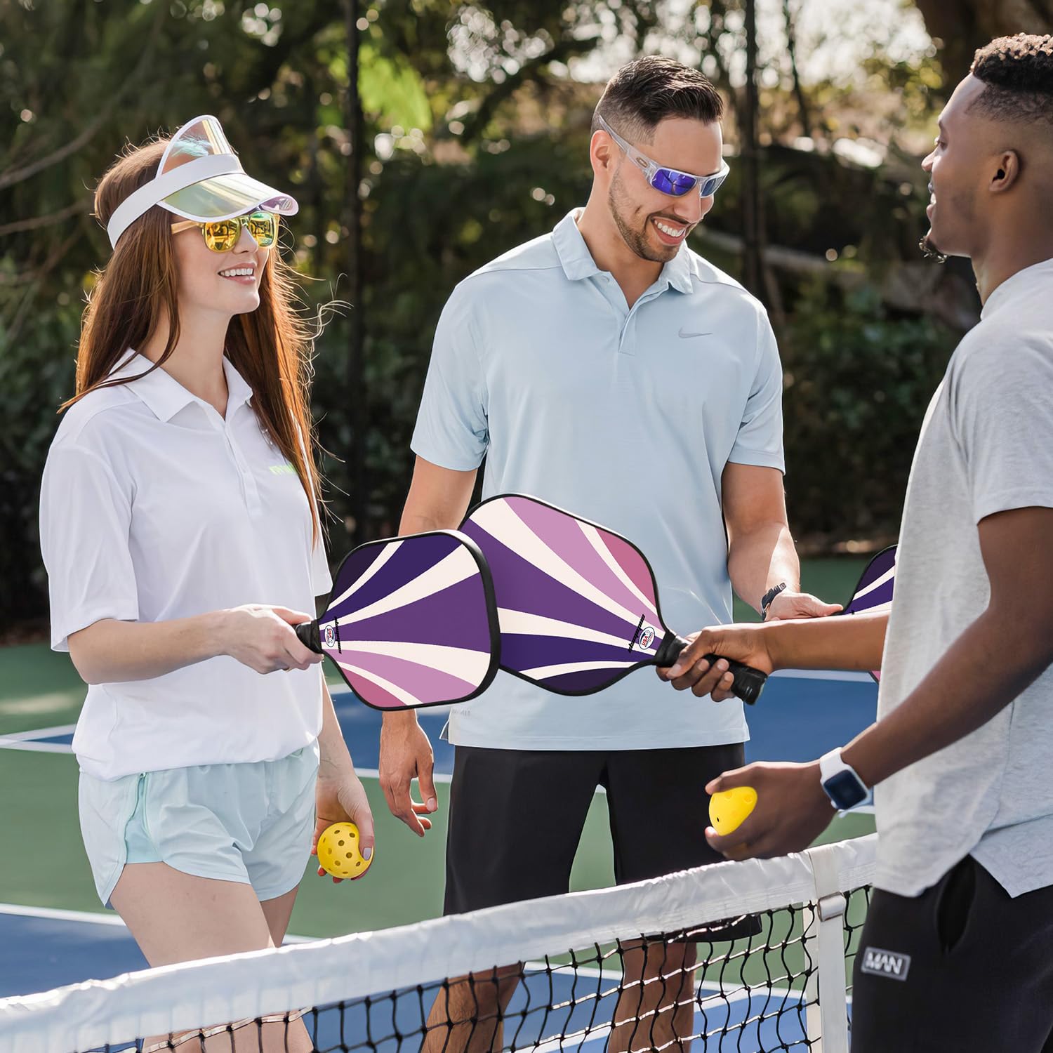 Raquettes de Pickleball Set de 2 Approuvées USAPA Graphite Fibre de Verre pour Débutants avec Prise Ergonomique