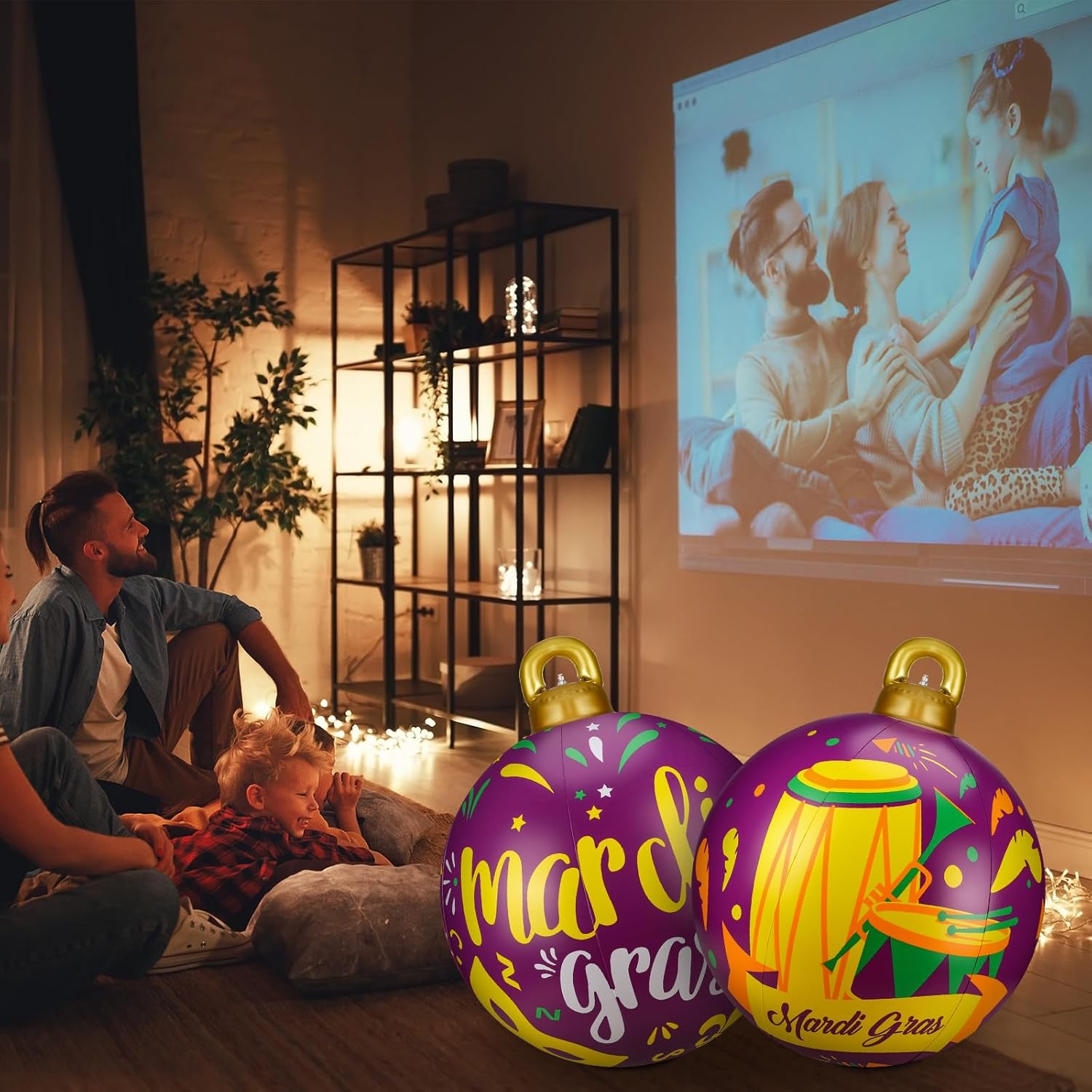 Jetec 4 Pcs 32 Inch Mardi Gras Inflatable Decorations Ball Outdoor Giant PVC Blow up Yard Decorations Hanging Ball Ornaments for Yard Lawn Outdoor Decor (Assorted) - Image 6