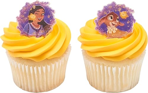 Miniatura 4 de DecoPac Disney's Wish Better Together - Anillos para cupcakes con Asha y Valentino, adornos para pasteles seguros para alimentos para cumpleaños y