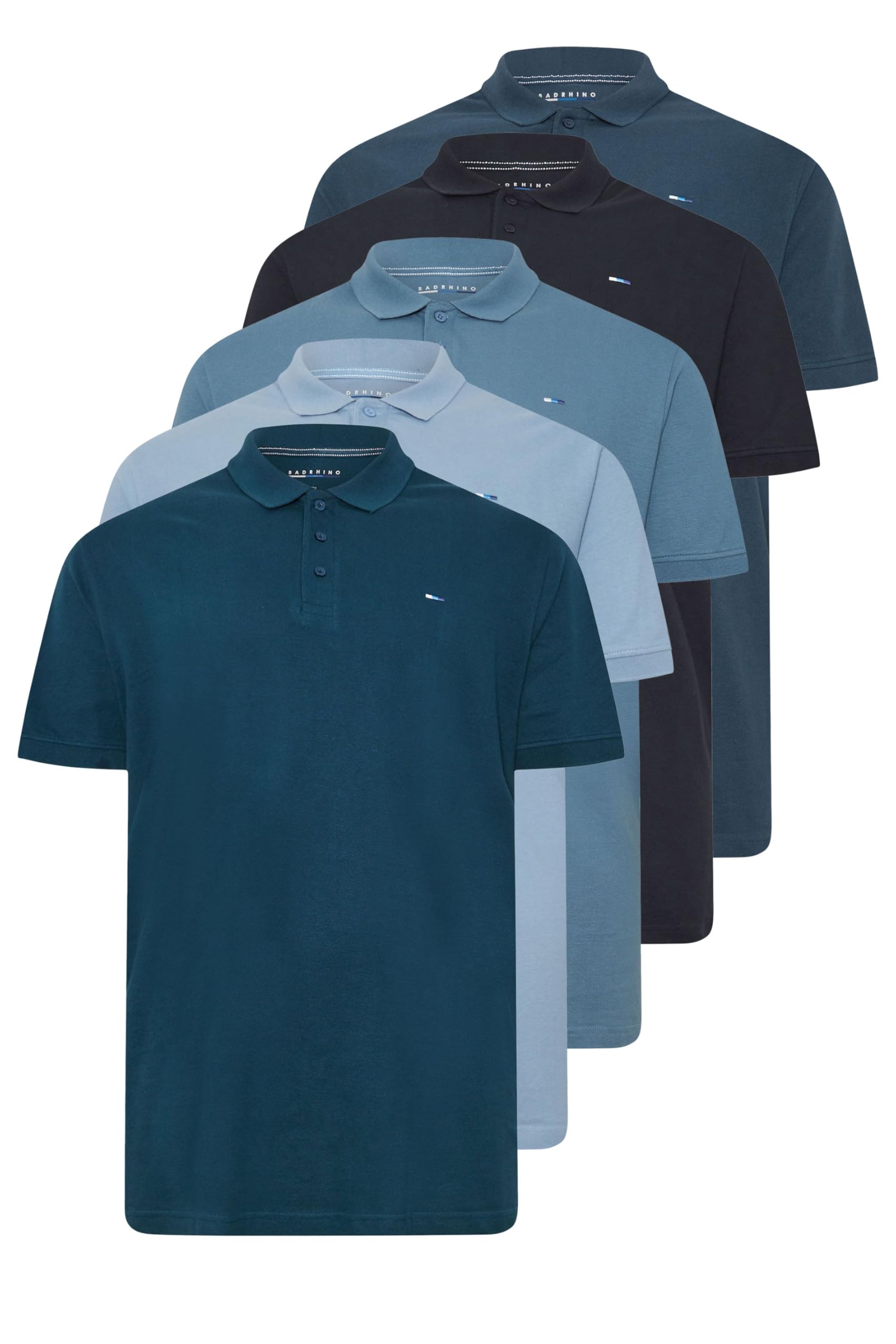 BadRhino Men's Cotton Plain Polo Shirt - Dark Navy - 4XL