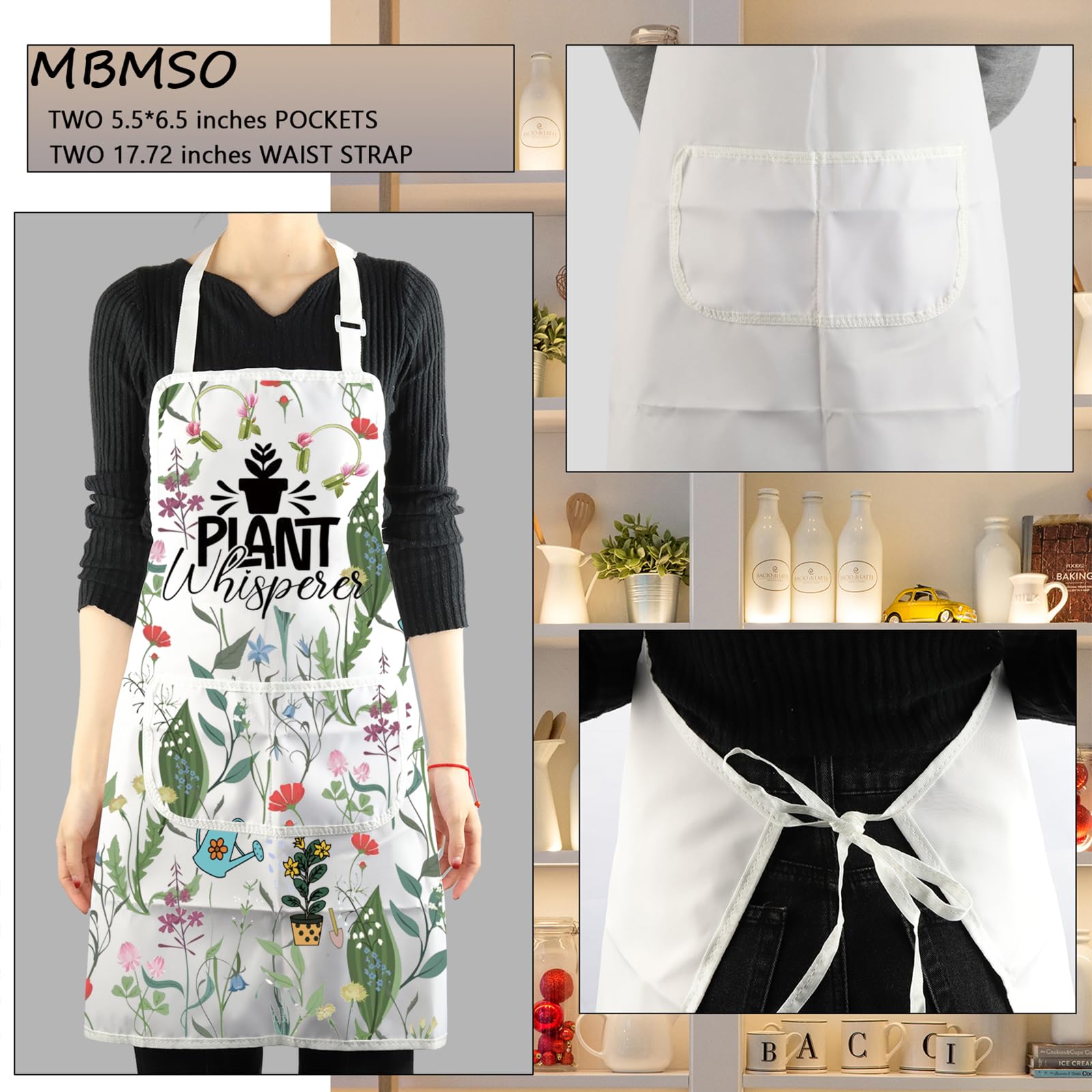 MBMSO Delantal de jardinería de plantas, delantal susurrador de plantas para regalos de jardinero, delantal de plantas para mamá, regalo para amantes de las plantas