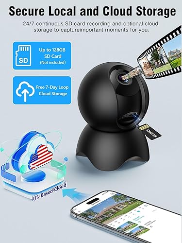 Miniatura 8 de Cámara de seguridad interior de 2K 2.4GHz y 5GHz, 2 paquetes de cámaras de seguridad para mascotas/perros/bebé con aplicación de teléfono, cámaras