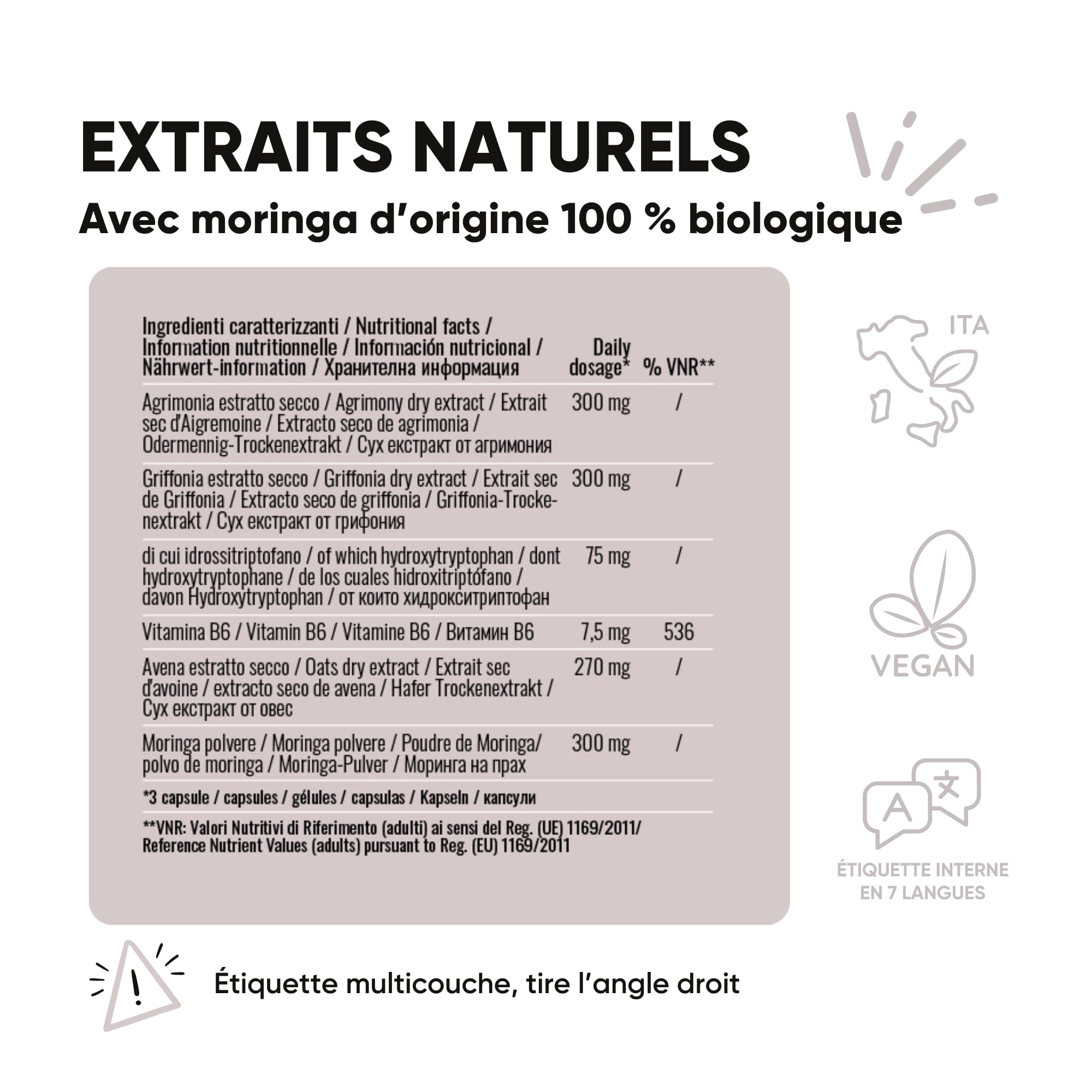 Griffonia 300mg 5-HTP Tryptophane | Avec Agrimony fleur de bach stress anxiété, Vit B6, Moringa BIO | Unique en France | Complément stress anxiété angoisse, BienÊtre Mental | RedMoringa 180 Gélules