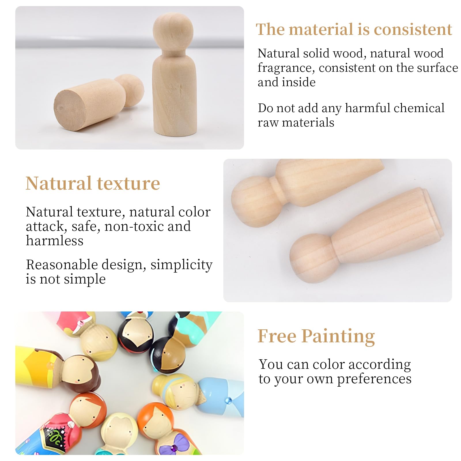 Healeved 10 Pezzi Bambole di Legno Non Finite per Pittura