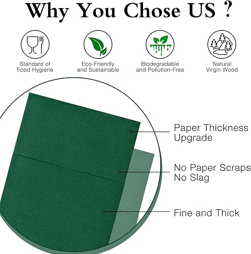 Miniatura 4 de Lylllwly Servilletas de papel verde desechables, servilletas de cena con bolsillo integrado para cubiertos, servilletas de tela, preplegadas para