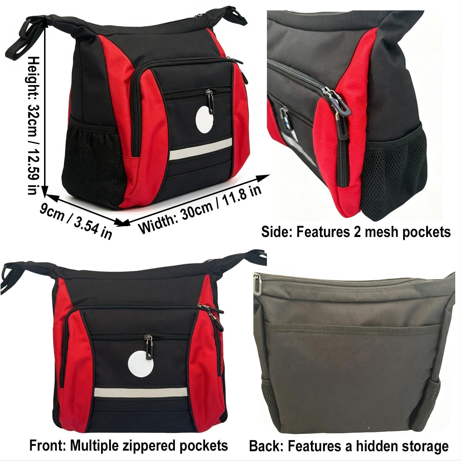 Bolsas para Silla de Ruedas,Bolsa Sillas de Ruedas para la mayoría de andadores,Mochila silla de ruedas con Franja Reflectante para La Mayoría de Cochecitos de Bebé Mobility Scooters