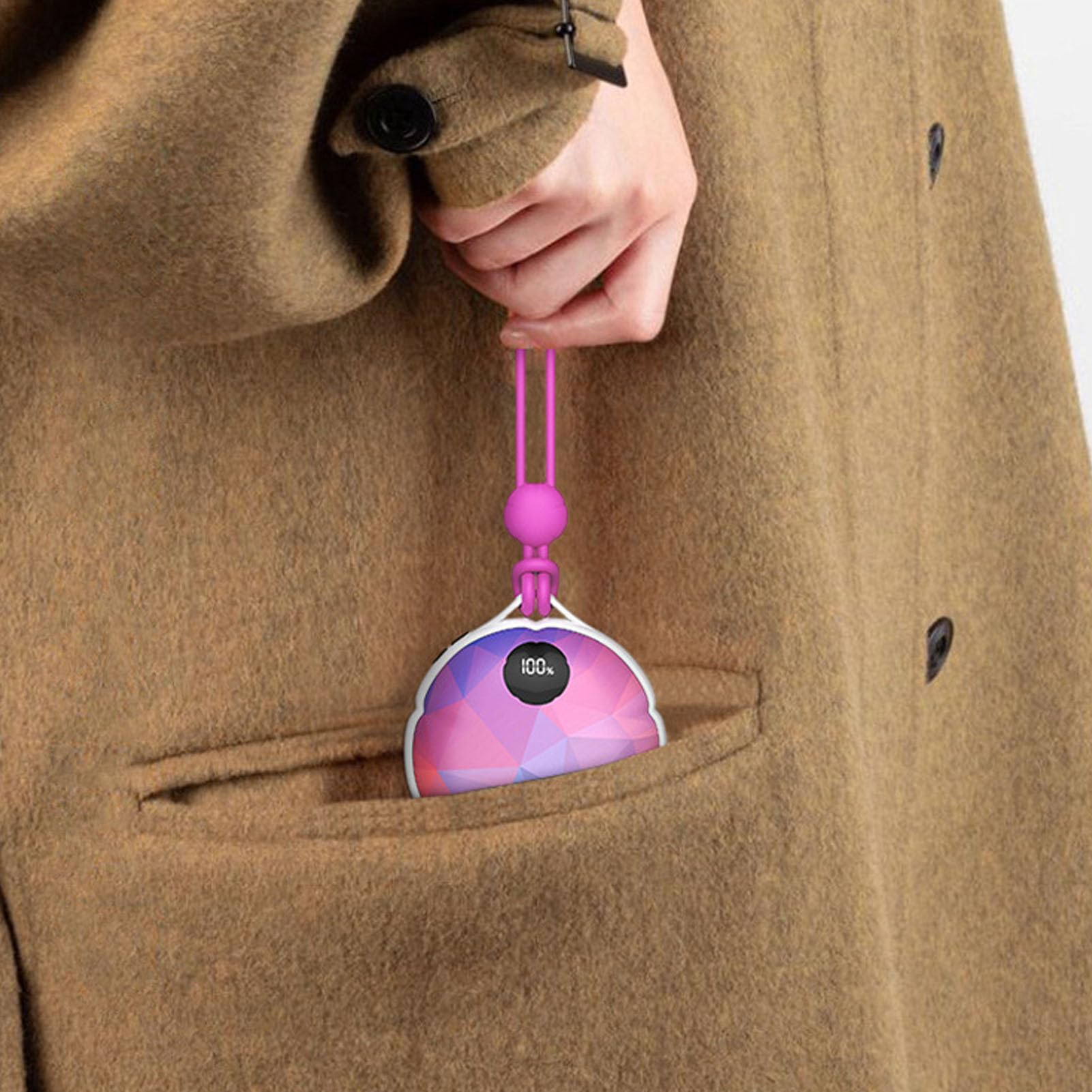 SIXRUN Chauffe-Mains électrique avec Conception Portable – Niveaux de Température Réglables pour Les Activités Nocturnes en Plein Air – Élevé (50-57 ℃)