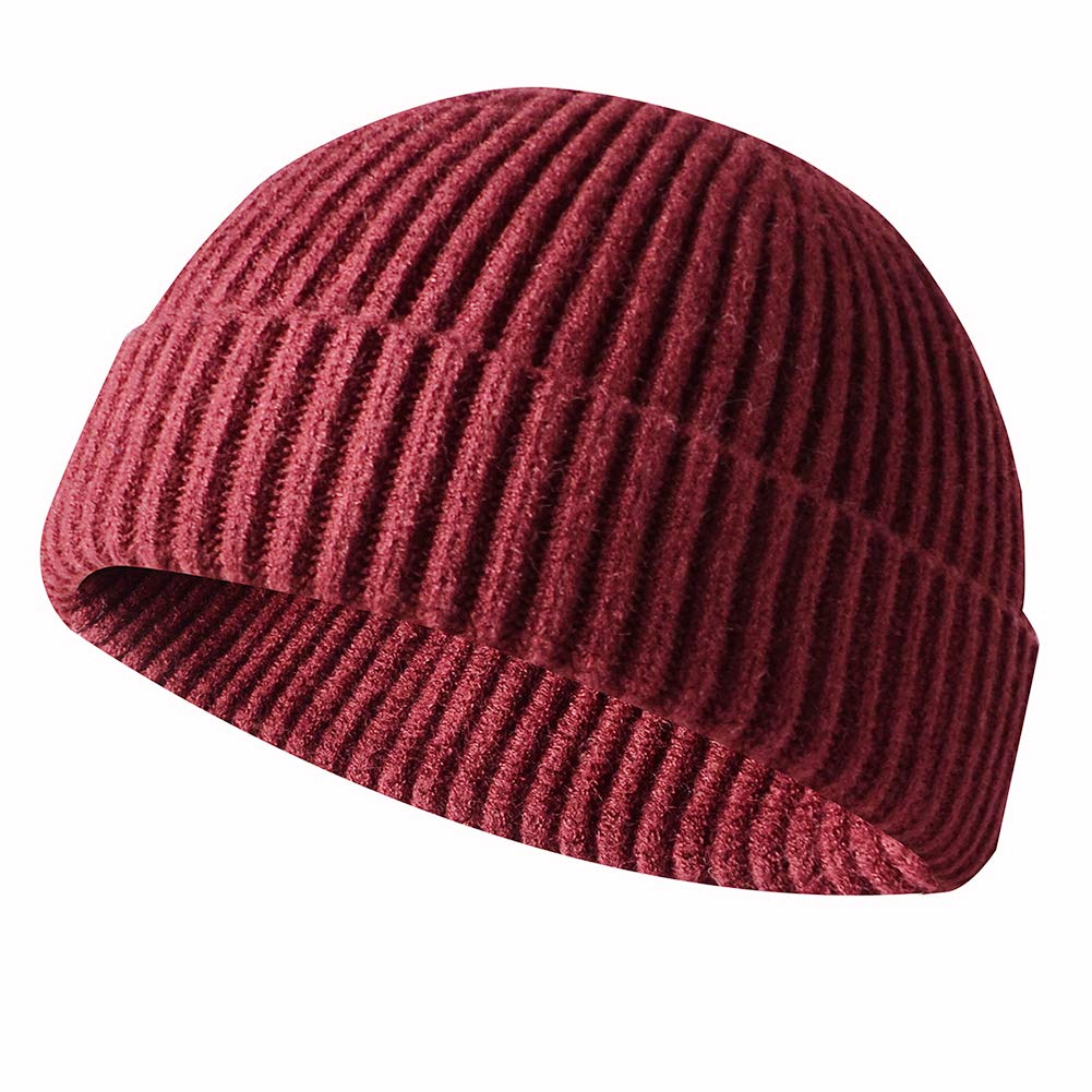 JFAN Gorro Docker de Punto Forro Polar Beanie de Lana Gorro con Vuelta Sombreros Cálidos de Invierno Gorro de Pescador Skullcap