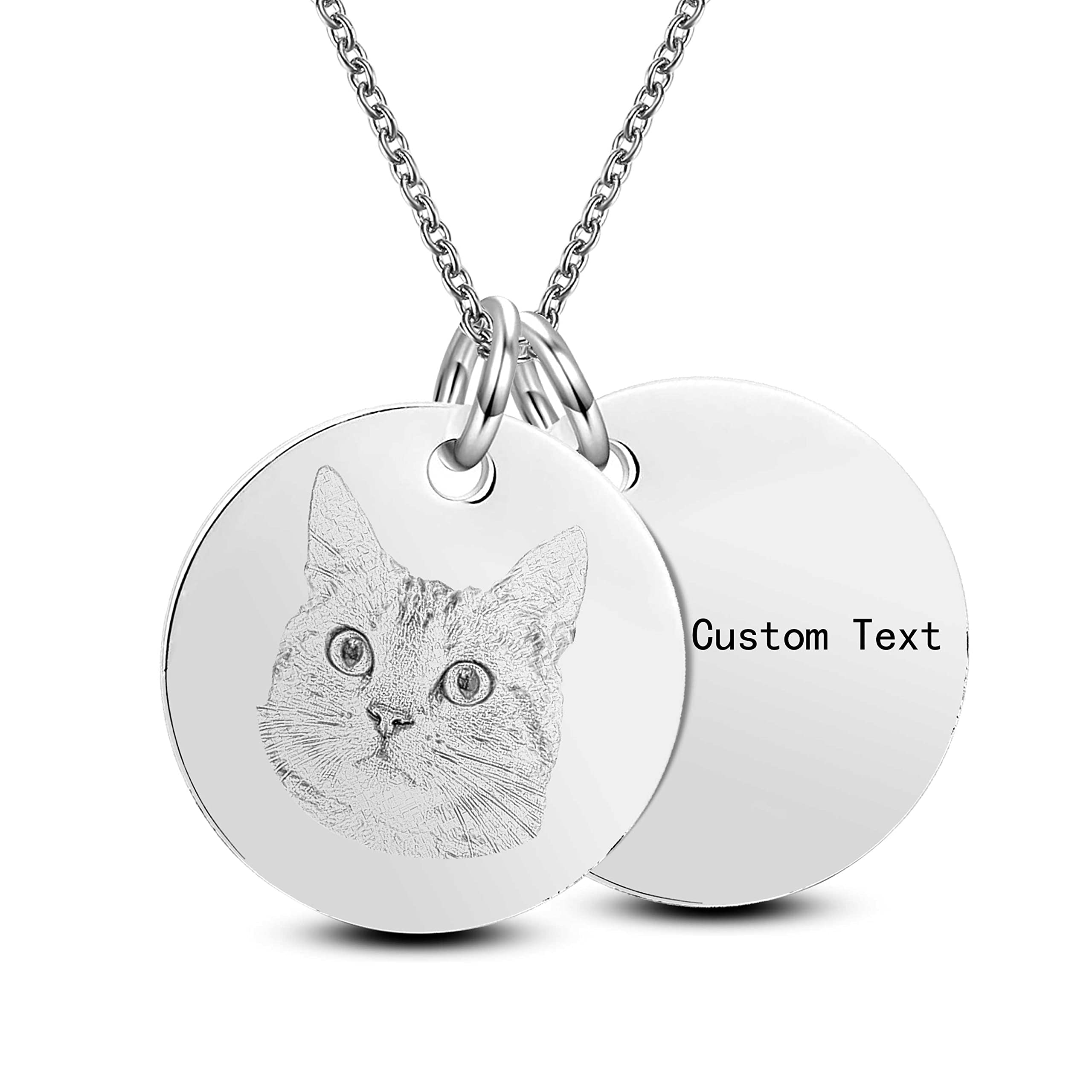 Ciondolo a forma di moneta per ragazze, donne, amanti dei cani, collana a forma di disco, argento, personalizzato, gatto, mamma, regali, ricordo, immagine, foto, collane personalizzate, inciso, su