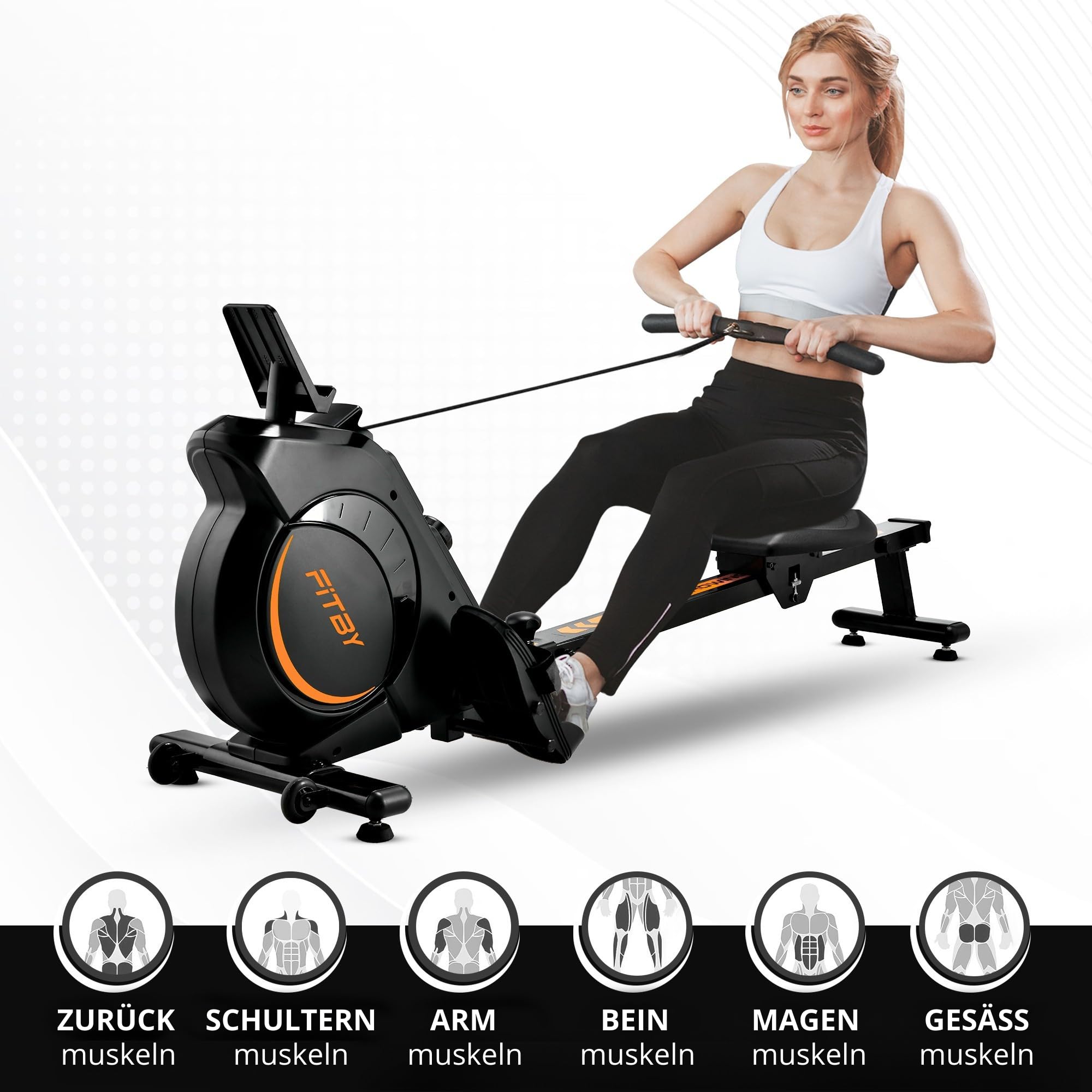 Magnet-Rudergerät Für Das Heim-Fitnessstudio – Klappbares Trainingsgerät Mit 350-Pfund-Belastbarkeit Und LCD-Monitor | 16 Einstellbare Stufen Für Cardio-Training – Schwarz