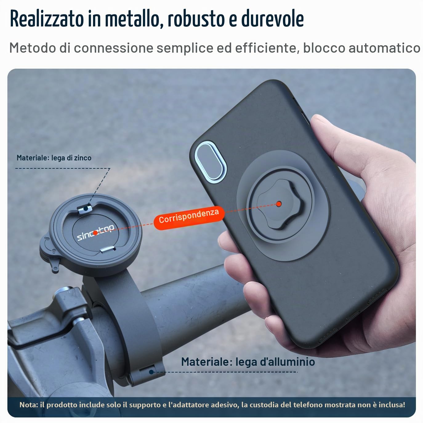 sincetop Porta cellulare bicicletta, supporto telefono strada bici/moto con adattatore universale, anteriore da manubrio per mountain bike, scooter, bici elettriche e moto 【Serie C - 1a Gen】
