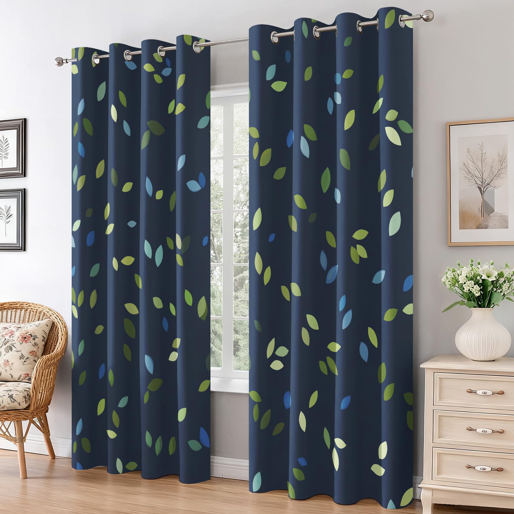 Blackout Curtains for Living Room Bedroom, Eyelet Thermal Window Treatments 63 Drop - 2 Panels 52 x 63 Inch, Home Decor pw&73 — image 1