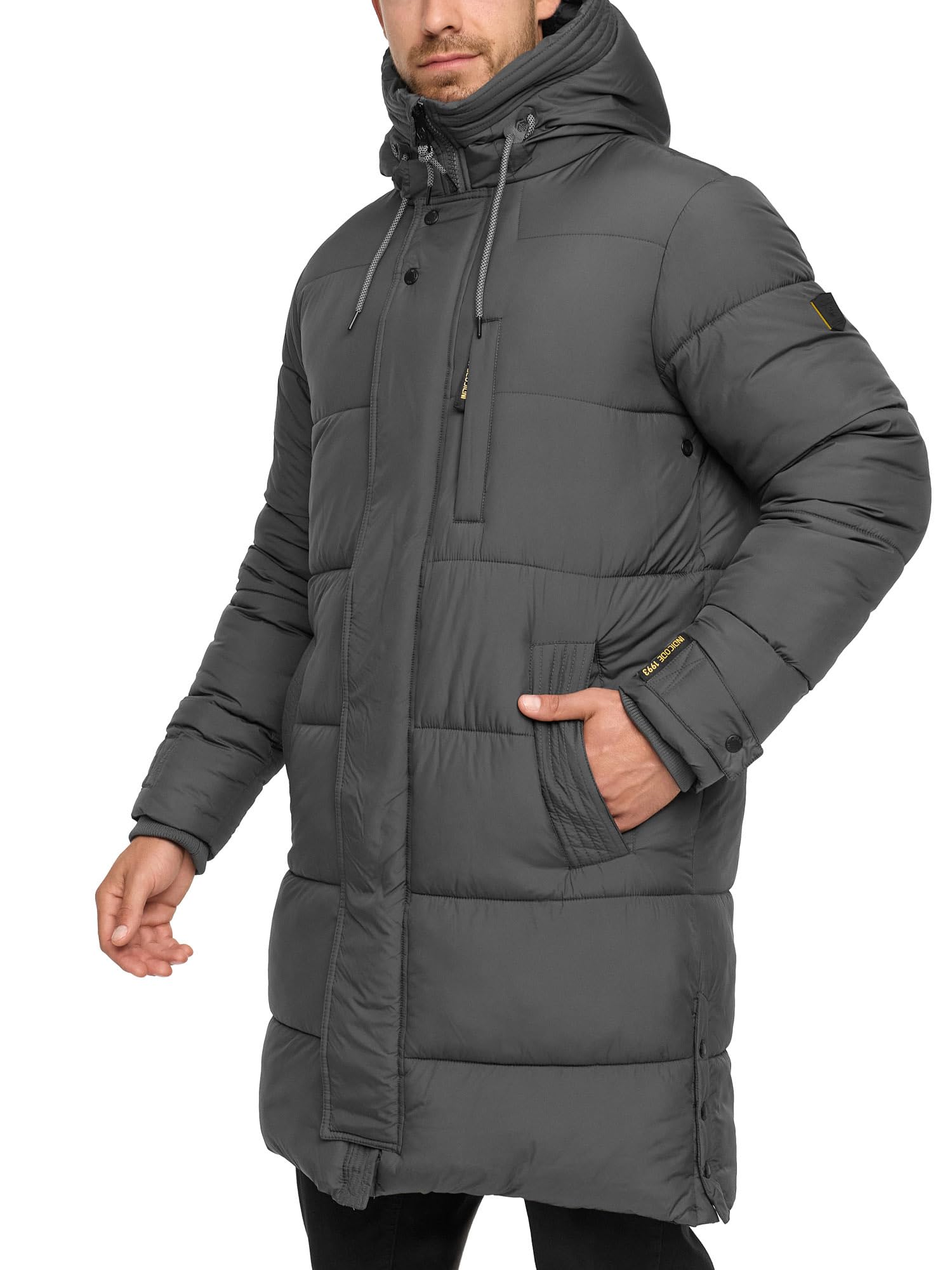 Indicode Chaqueta larga de invierno INStuds para hombre con capucha | Abrigo Parka forrada para hombre