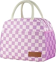 Vista 23 de Bolsa de Almuerzo para Mujer/Hombre Lonchera para Mujer/Hombre (Negro+Blanco a Cuadros)
