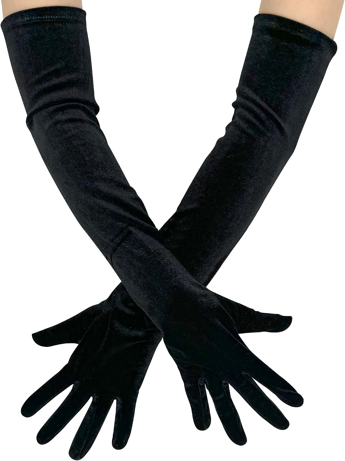 FLORVIV 21.6" Velour Opera Gloves for Women - 1920s Vintage Long Evening Gloves,Stretchy Bridal Party Mittens