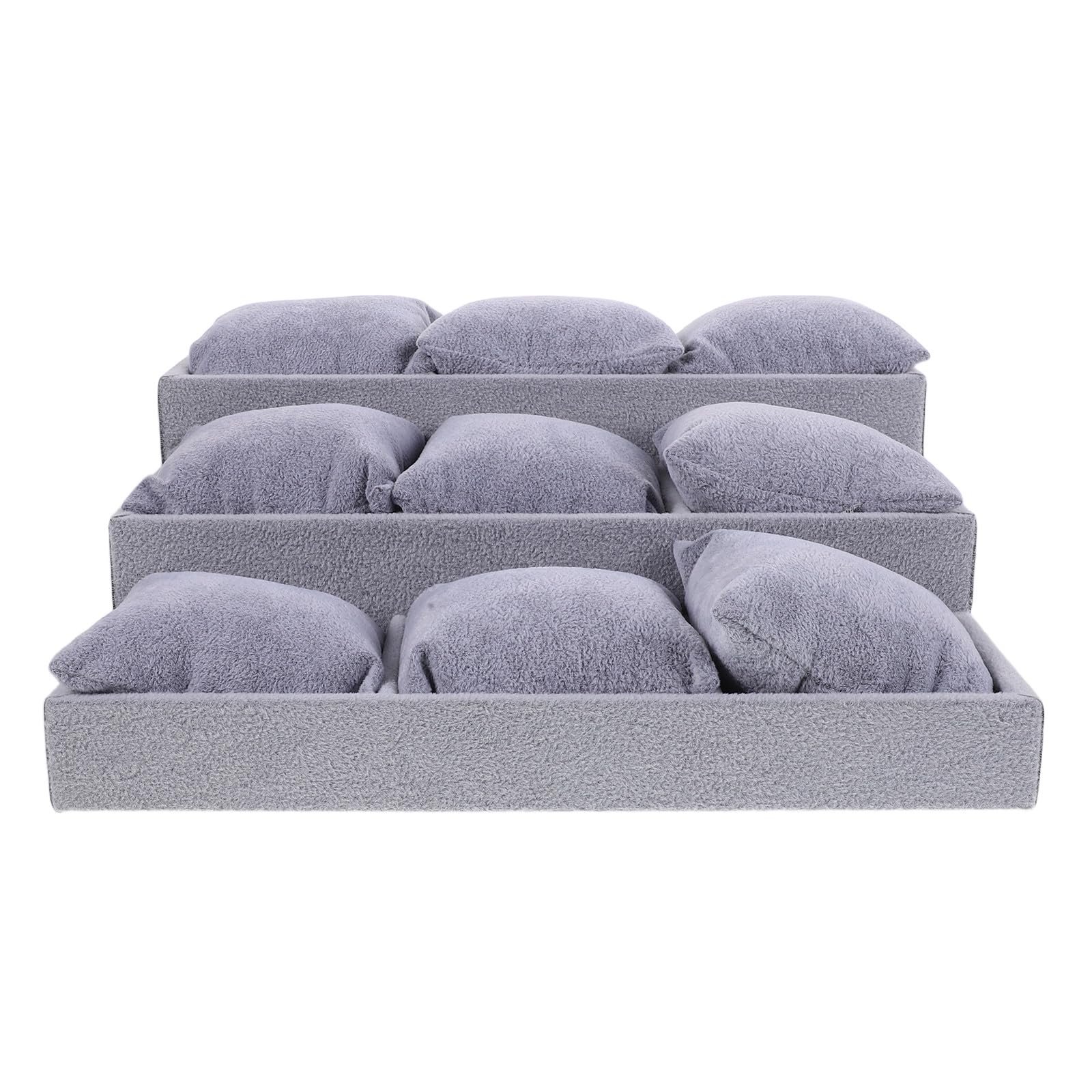 Healeved Plateau à Bijoux en Bois 3 Niveaux 9 Compartiments avec Coussins
