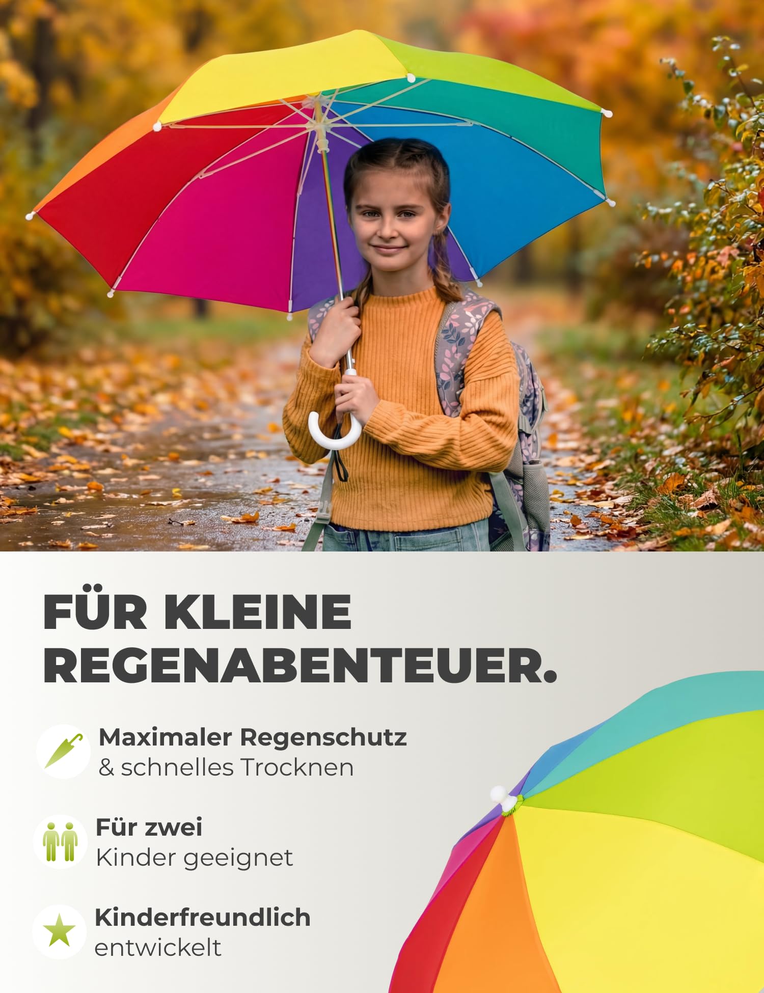 STYNGARD Regenschirm Kinder - Stockschirm Kinder Regenschirm - Kinder Regenschirm Mädchen & Junge - Kinderschirm Modell BERLIN