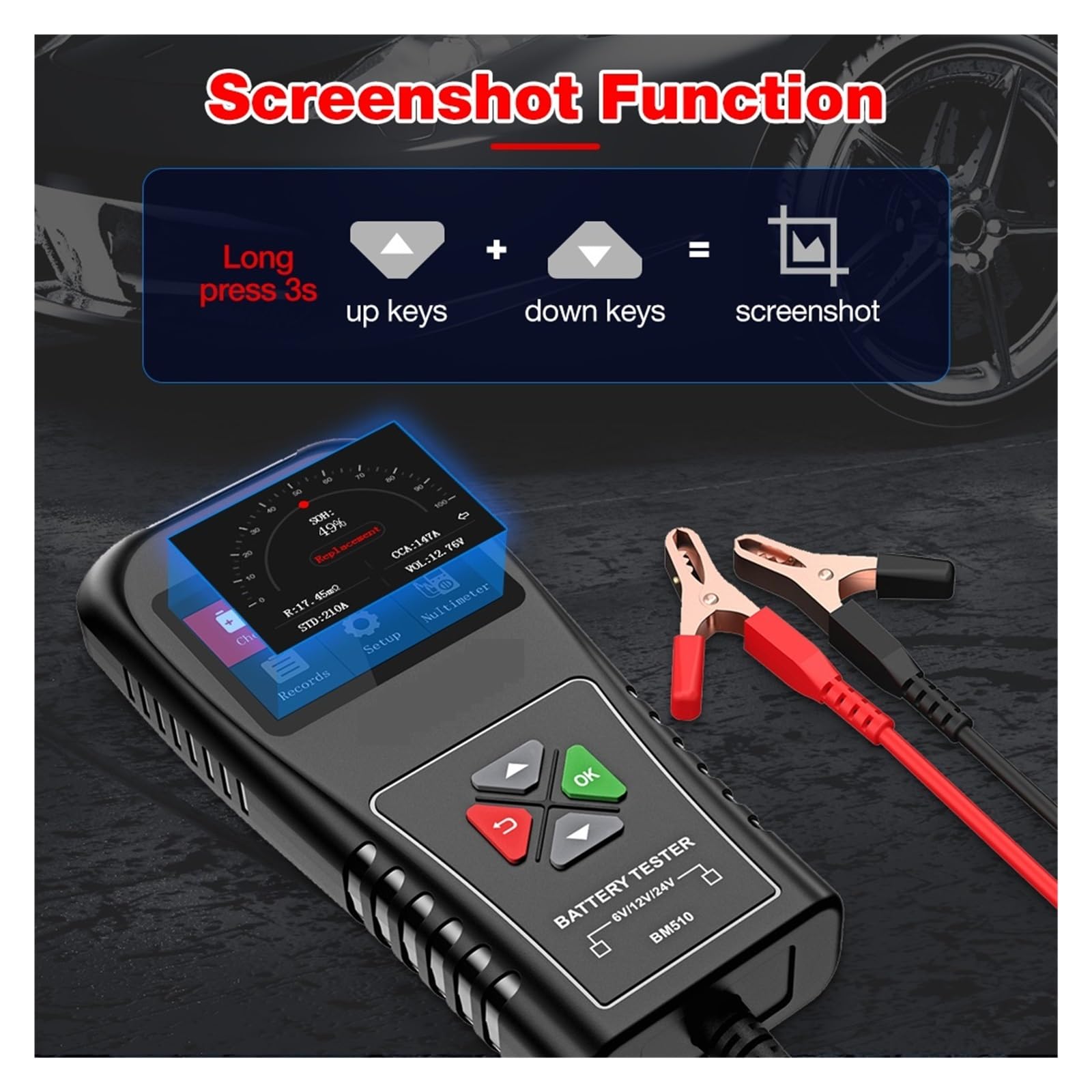 Tester Akumulatora Samochodowego 6V 12V 24V Motocykl Ciężarówka Tester Pojemności Akumulatora Rozruchu Ładowania Tester Obwodów Skaner Profesjonalne Narzędzie Diagnostyczne