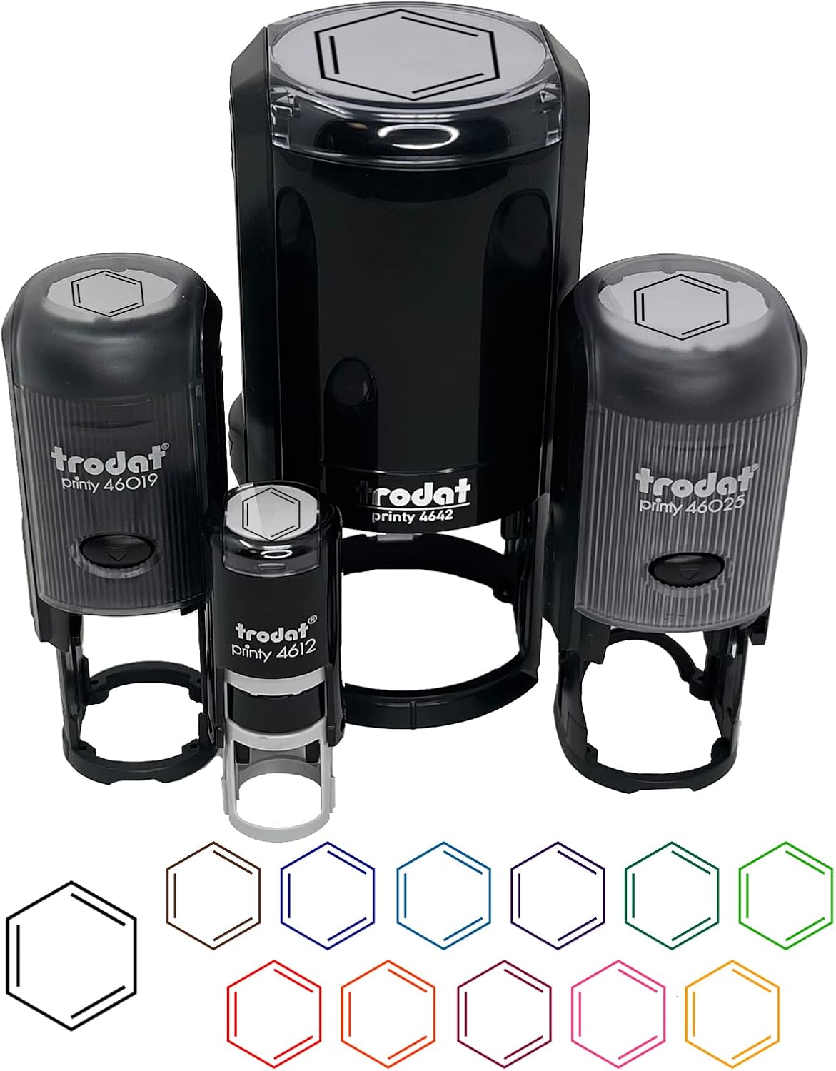 Benzene Ring for Organic Chemistry Science Self-Inking Rubber Stamp Ink Stamper for Stamping Crafting Planners - 1-1/2 Inch Large - Black Ink