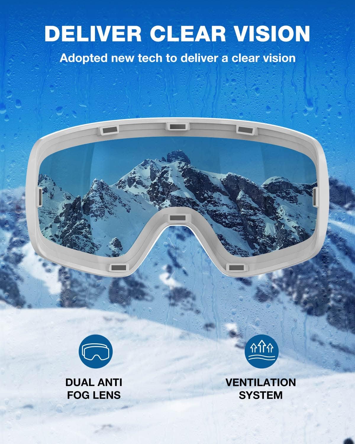ZIONOR Ski Goggles, X12 100% OTG Snow Goggles Detachable Lens for Men Women Adult - Image 5