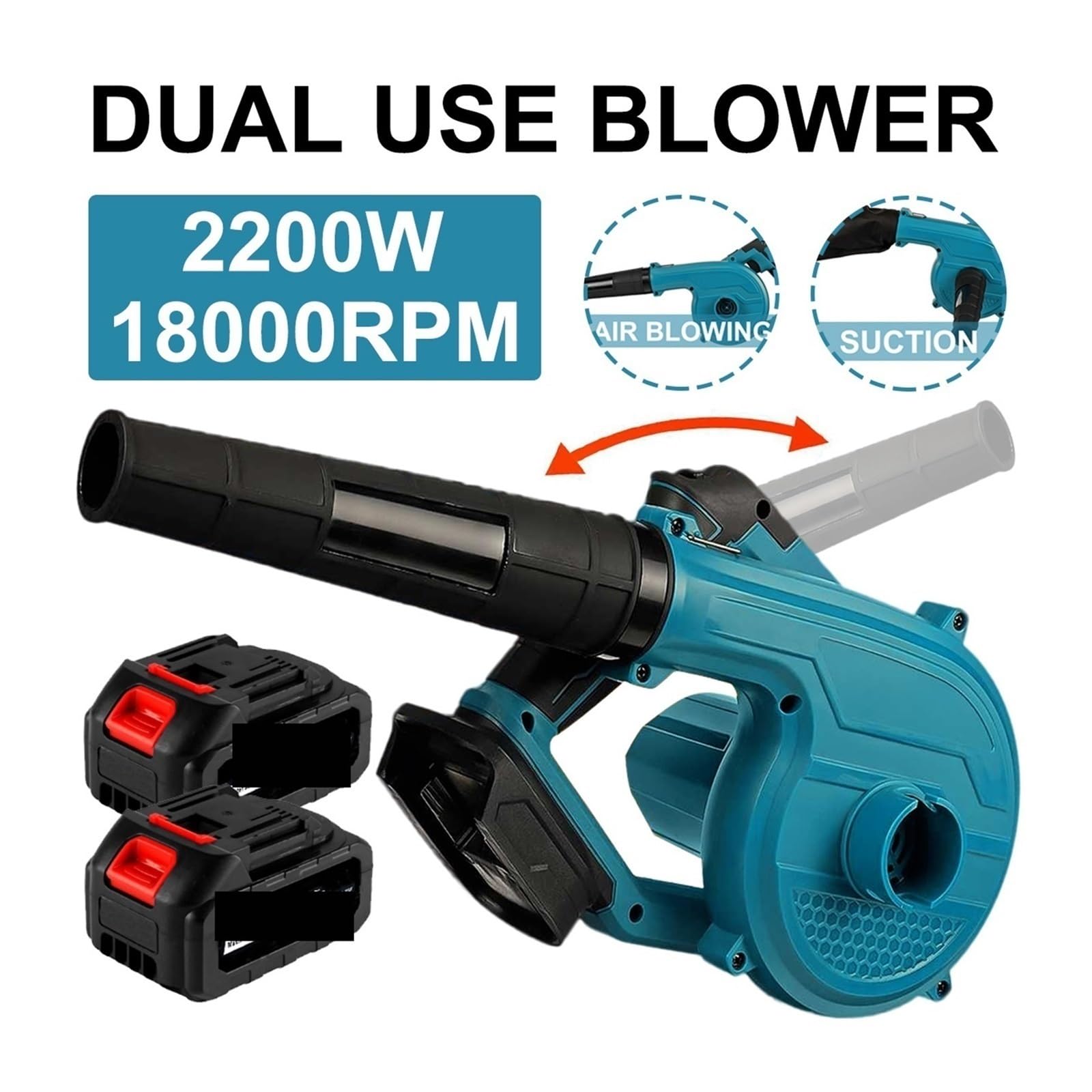 wentylator dmuchawy, 2 W 1 2200 akumulatorowa dmuchawa ogrodowa | obrotowy odkurzacz, dmuchawa powietrza do usuwania kurzu, elektronarzędzie do akumulatora 18 V