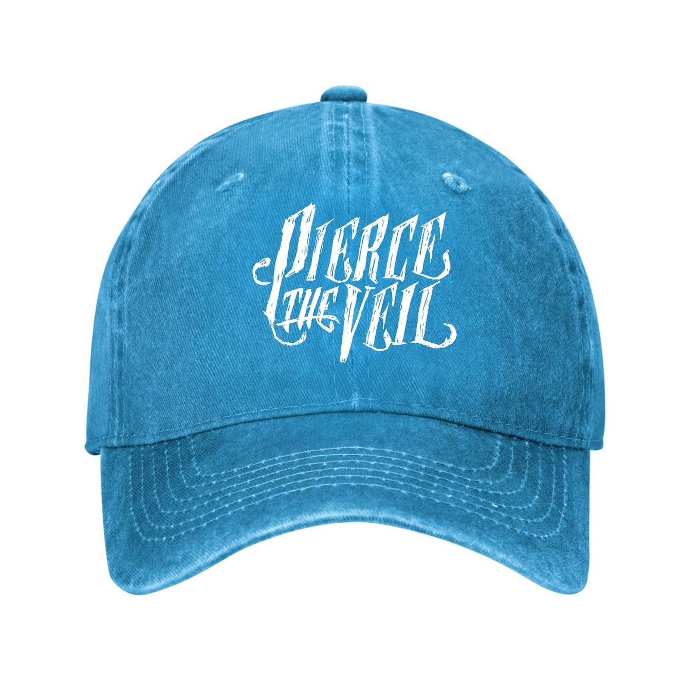 Kciutud Pierce The Veil Blue Washed Denim Baseball Cap Adjustable Vintage Distressed Dad Hat Men Women Retro Soft Cotton Unstructured Size is: One Size