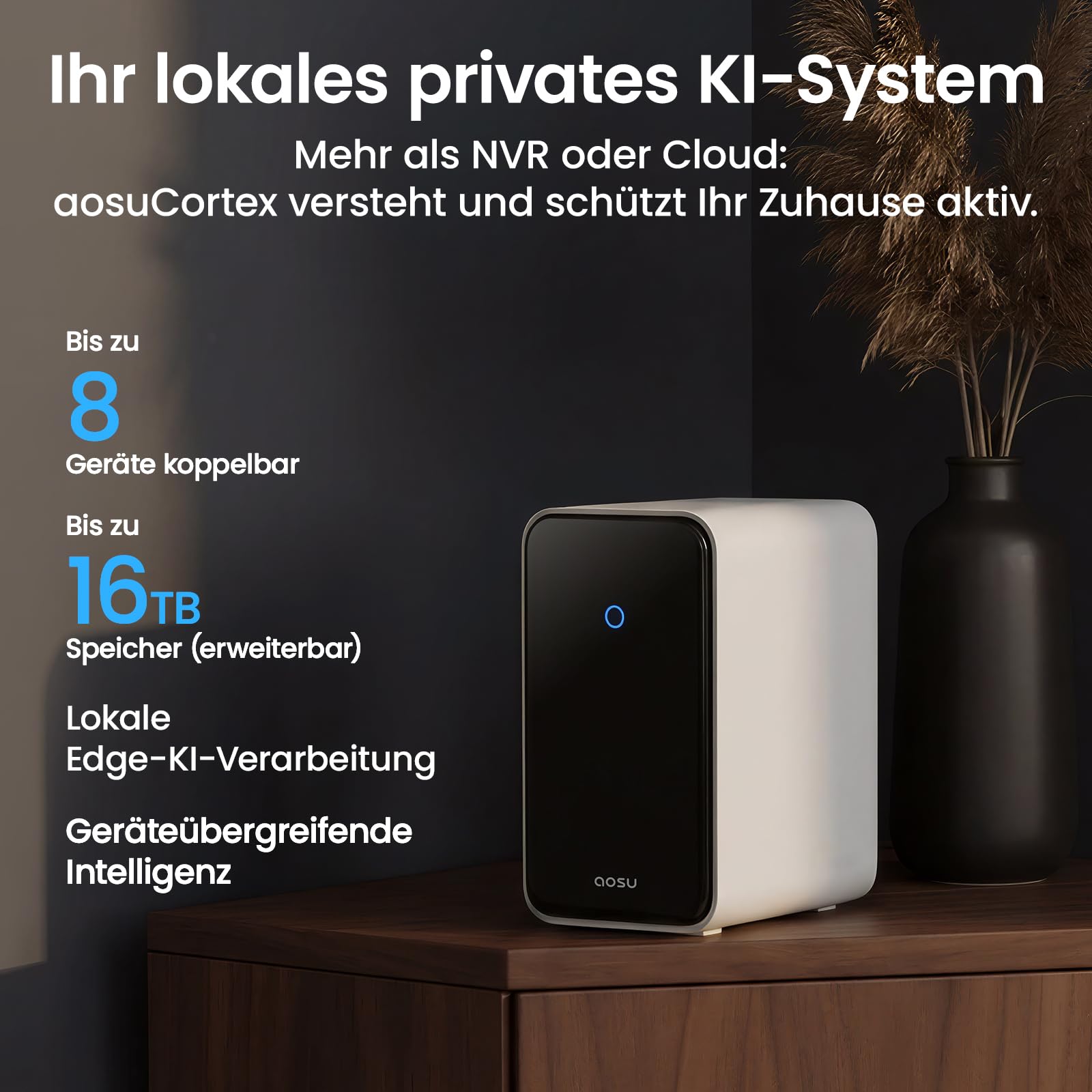 aosu 3K Solar Überwachungskamera Aussen Set mit 2K Video-Türklingel | Mit Indoor Kamera, 360° Rundumschutz, KI-Erkennung, Kamera-Tracking, Farb-Nachtsicht, 32GB Speicher bis 16TB, IP65 Wetterfest